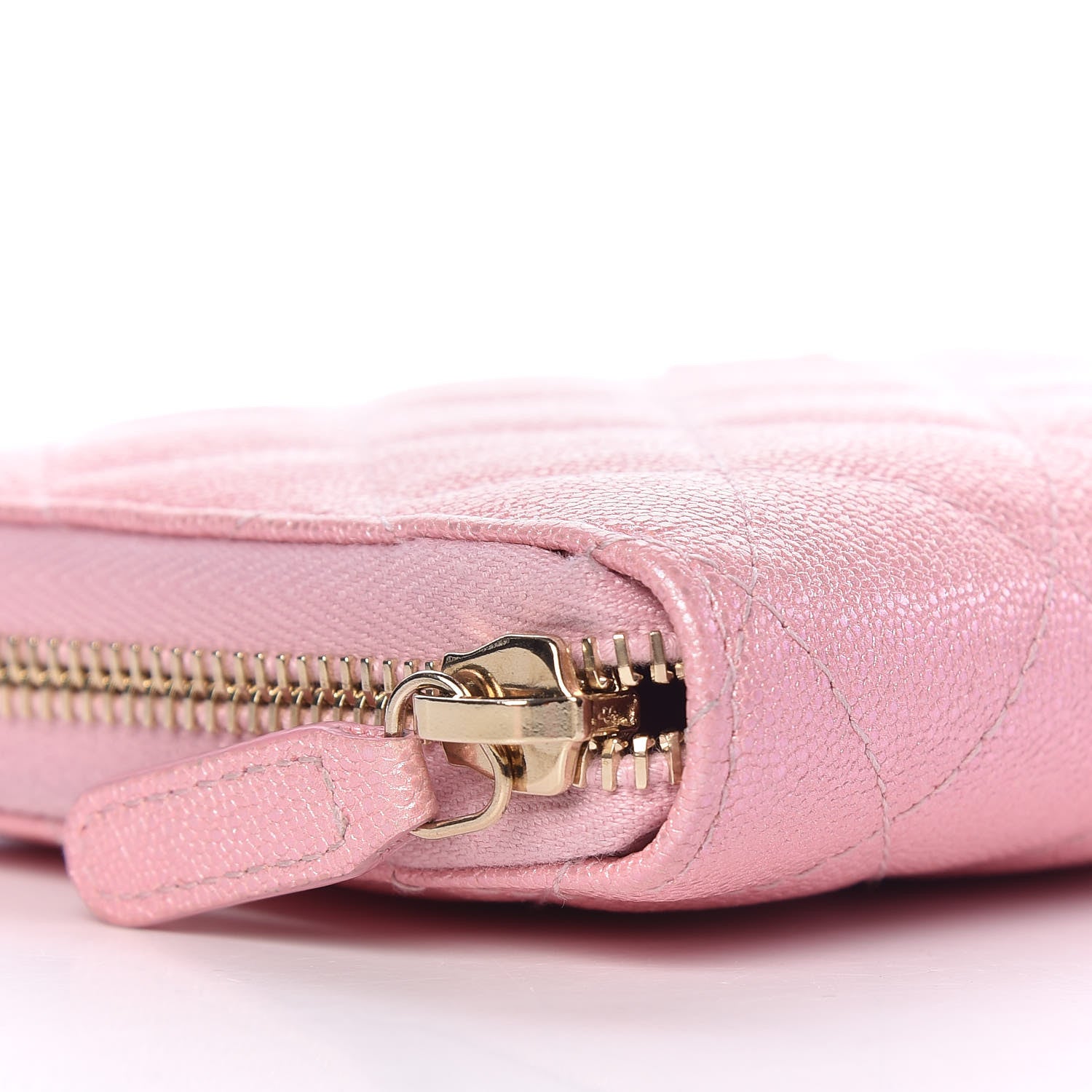Chanel Iridescent Caviar Quilted Large Zip Around Organizer Wallet Pink 11 of 13