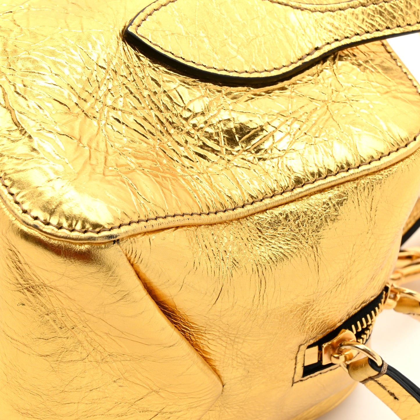 Metallic Calfskin Small Maeve Bag Gold