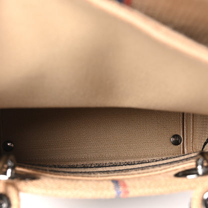 Christian Dior Canvas Jute Embroidered Medium Lady D-Lite Beige Multicolor 5 of 10