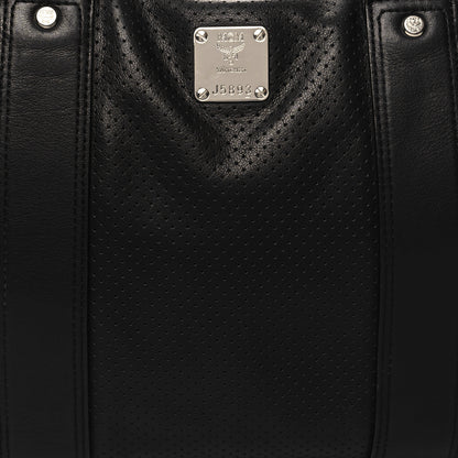 MCM Calfskin Perforated Shoulder Bag Black 7 of 11