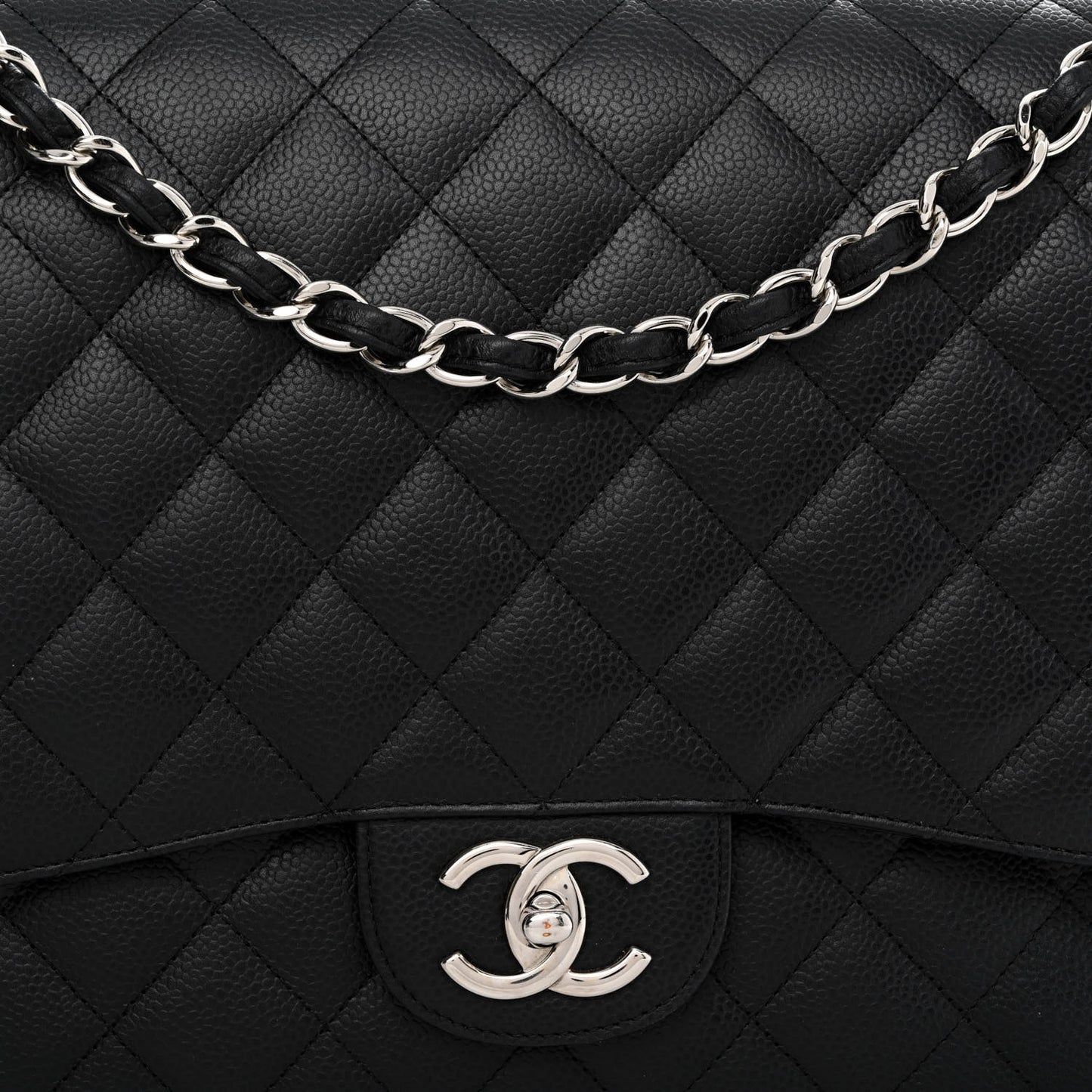 Caviar Quilted Maxi Double Flap Black