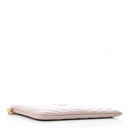 Saint Laurent Calfskin Matelasse Chevron Monogram A5 Wristlet Rose Poudre 4 of 7
