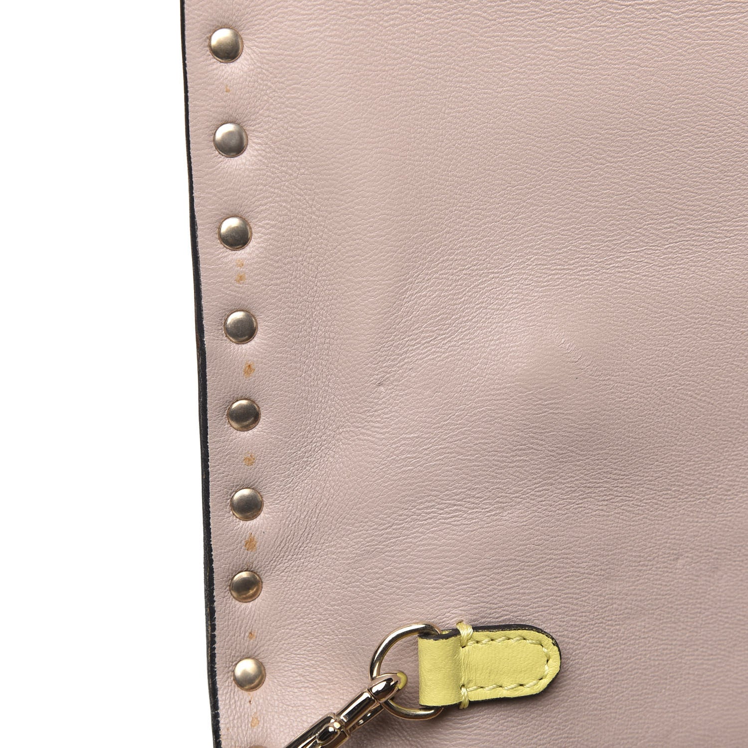 Valentino Garavani Nappa Monochrome Rockstud Wristlet Clutch Soft Yellow 8 of 14