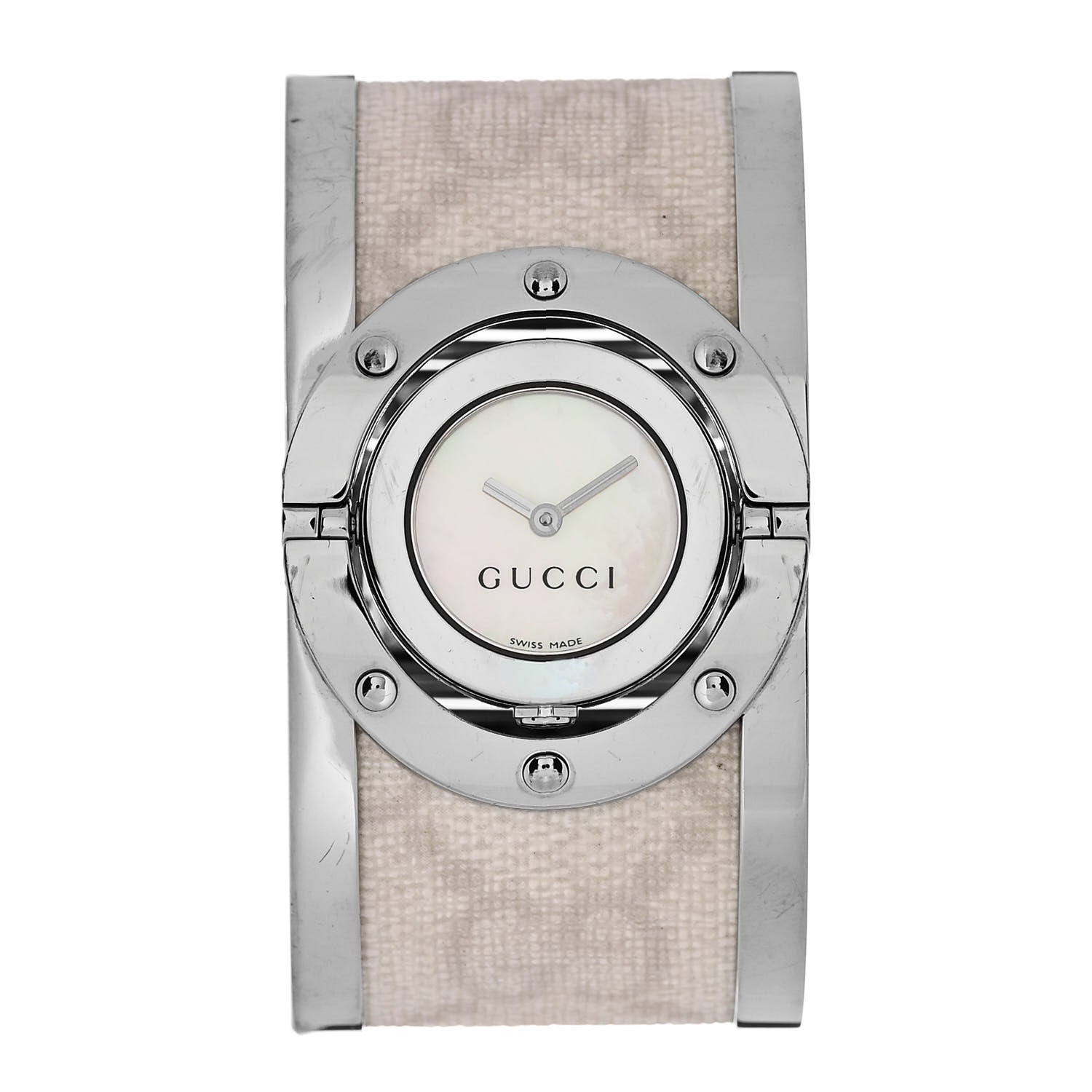 Gucci Stainless Steel Canvas Mother of Pearl 33mm Twirl Quartz Watch 1 of 4