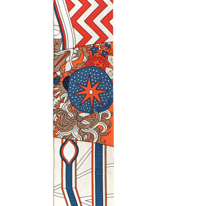 Hermes Silk De l'Ombrelle Aux Duels Twilly Bleu Potiron Creme 4 of 4