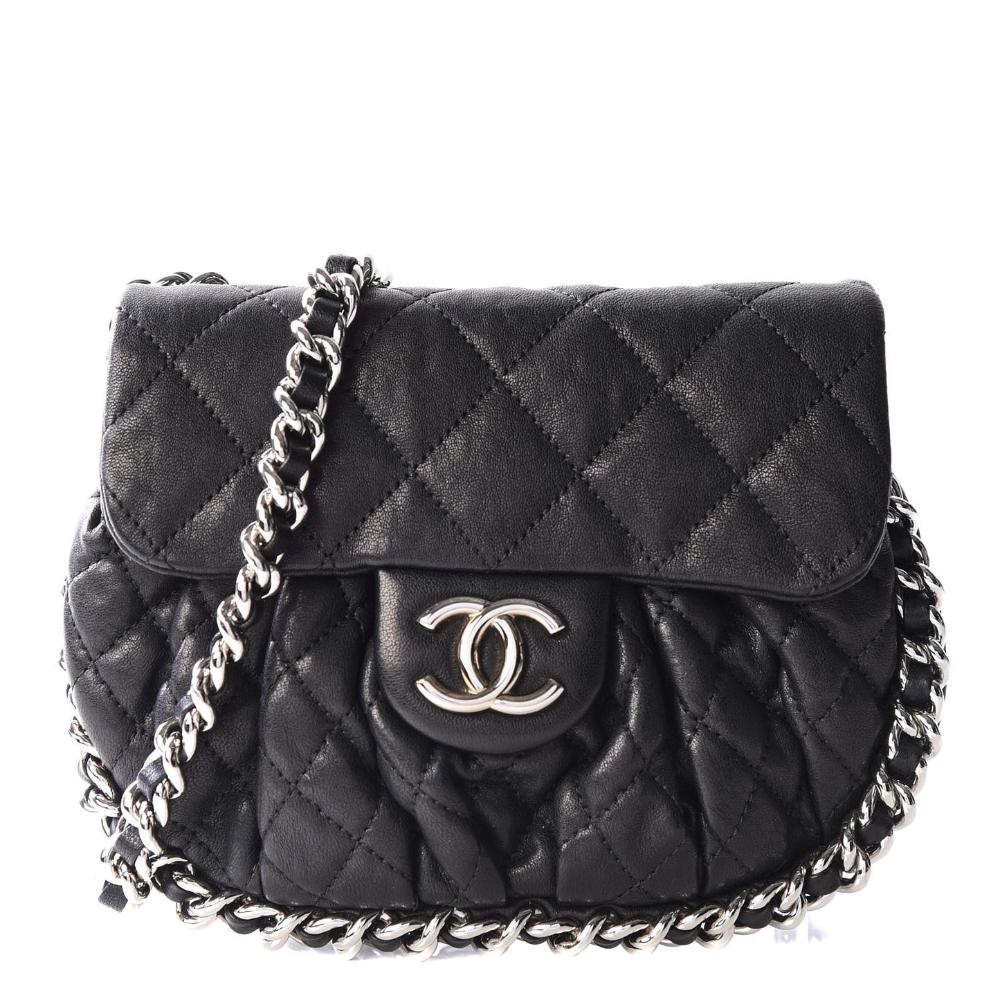 Washed Lambskin Mini Chain Around Messenger Black