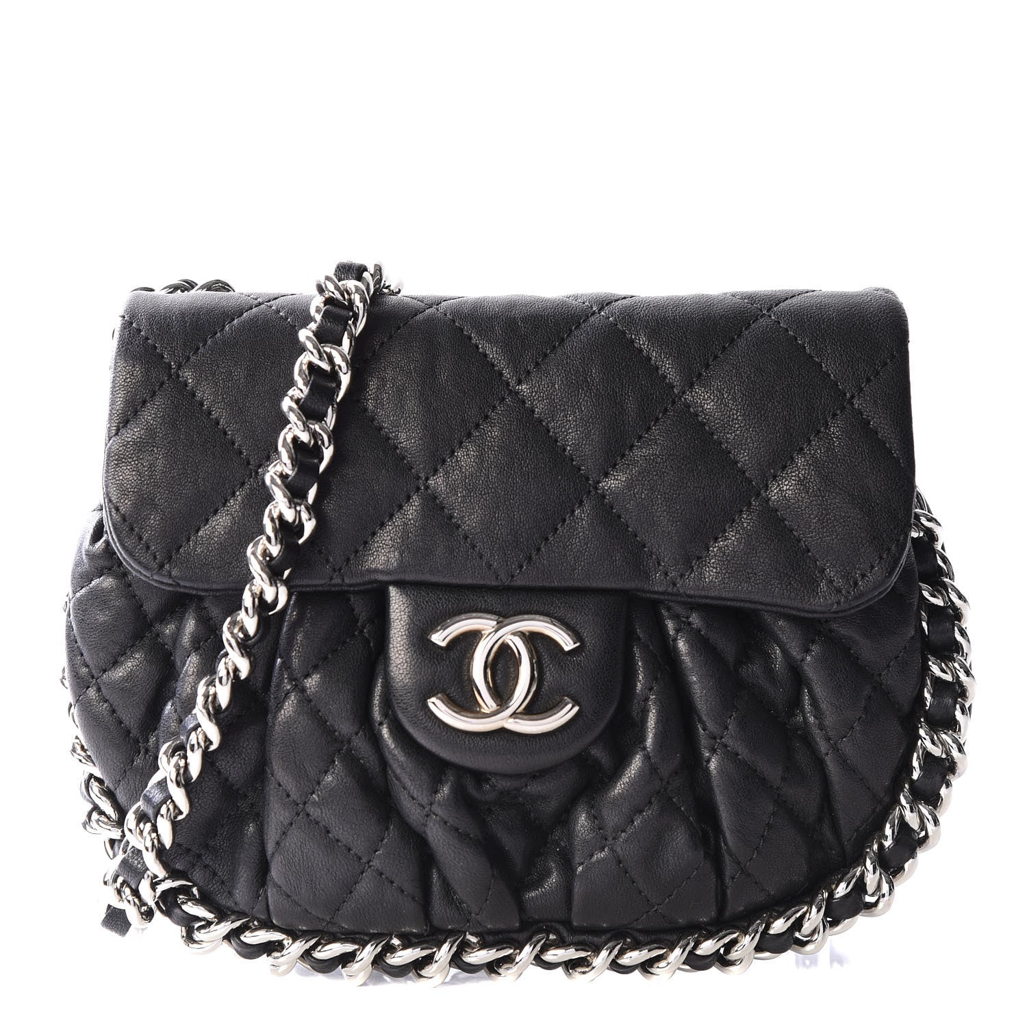 Chanel Washed Lambskin Mini Chain Around Messenger Black 1 of 10