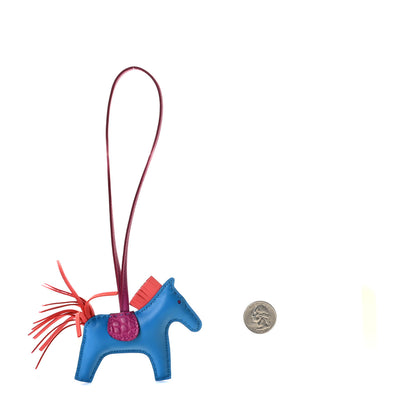 Hermes Milo Lambskin Matte Alligator Touch Grigri Rodeo Horse Bag Charm PM Bleu France Orange Poppy Framboise 3 of 4