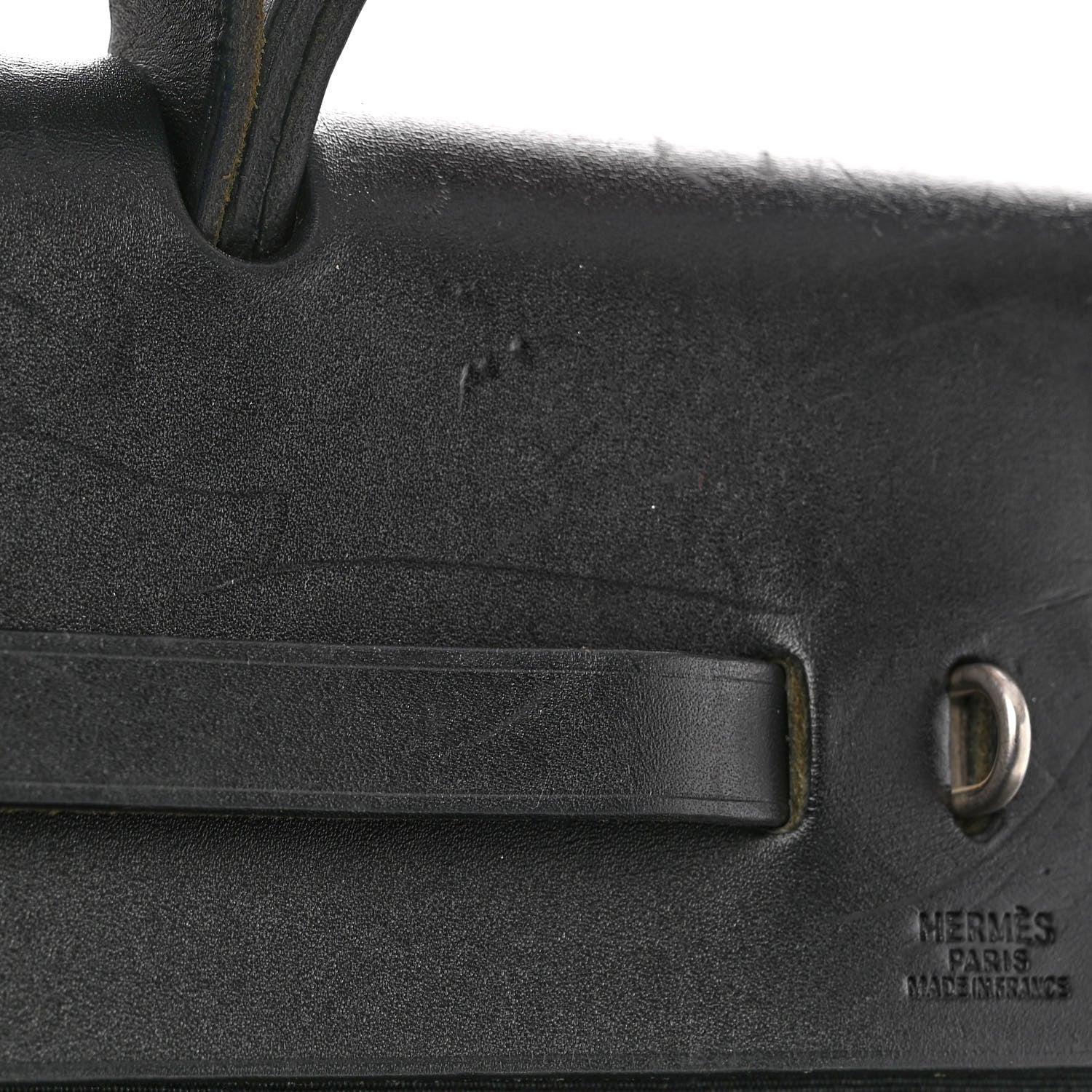 Hermes Toile Officier Vache Calfskin Herbag 39 GM Black 11 of 12