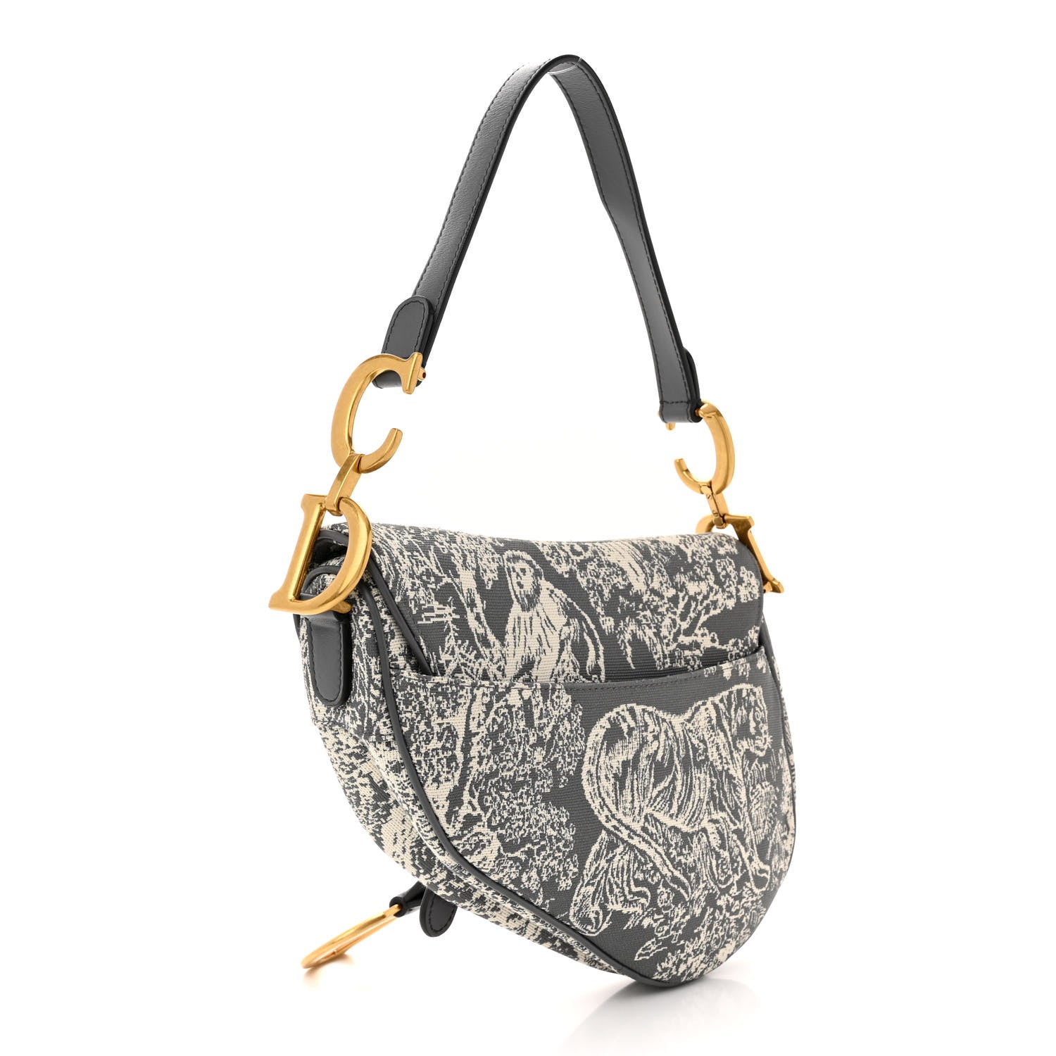 Christian Dior Canvas Embroidered Dioriviera Saddle Bag Grey 3 of 12