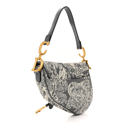Christian Dior Canvas Embroidered Dioriviera Saddle Bag Grey 3 of 12