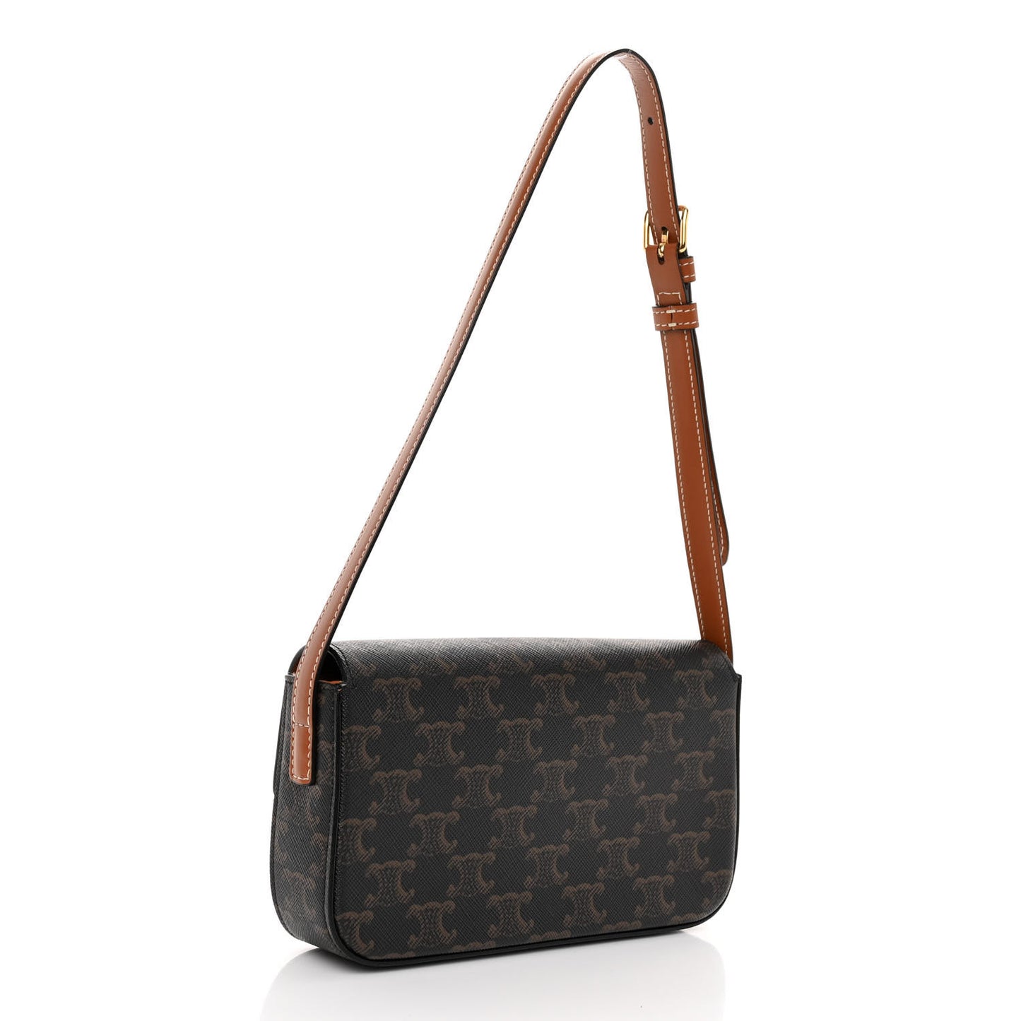 Canvas Calfskin Triomphe Shoulder Bag Tan