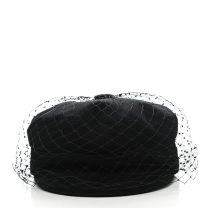 Christian Dior Cotton Canvas Arty Cap with Veil 58 Black 3 of 8