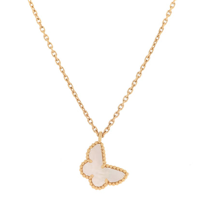 Van Cleef & Arpels 18K Yellow Gold Mother of Pearl Sweet Alhambra Butterfly Pendant Necklace 4 of 7
