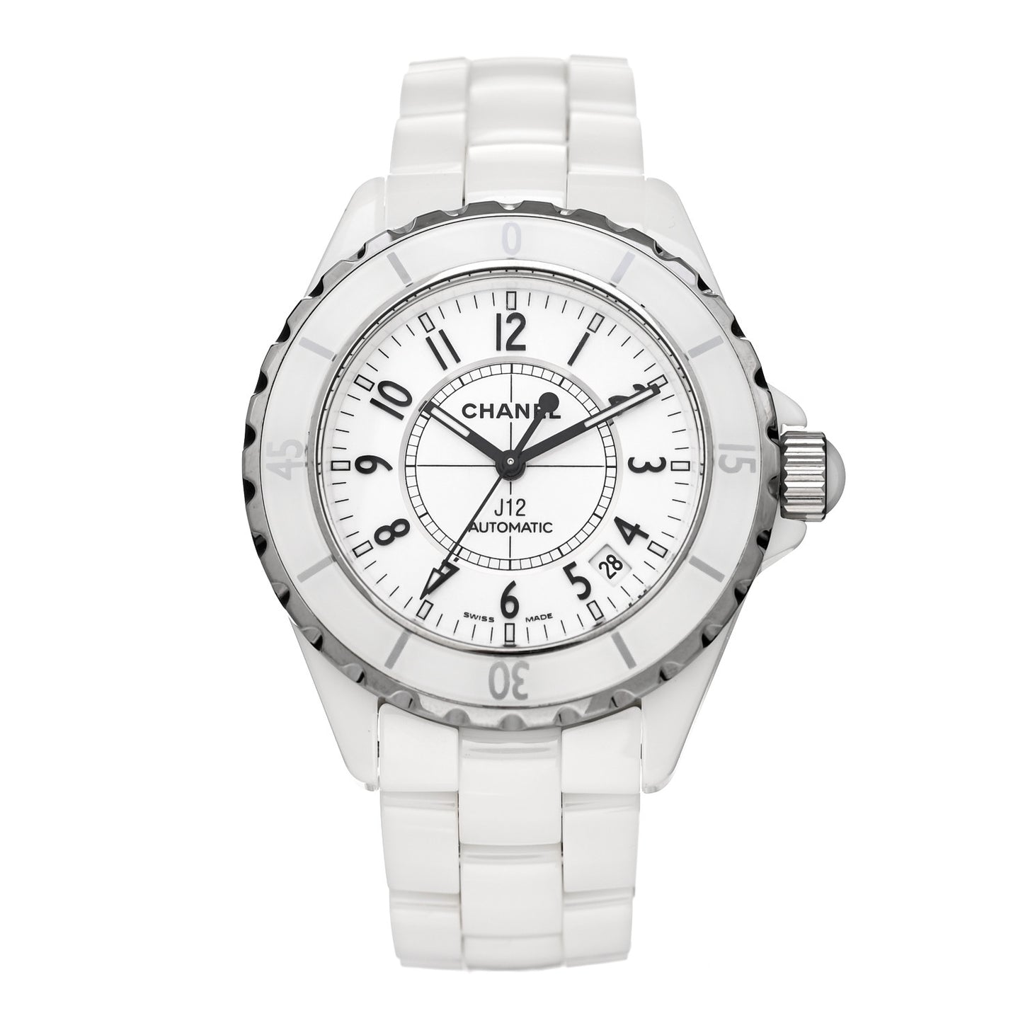 Stainless Steel Ceramic 38mm J12 Automatic Watch White