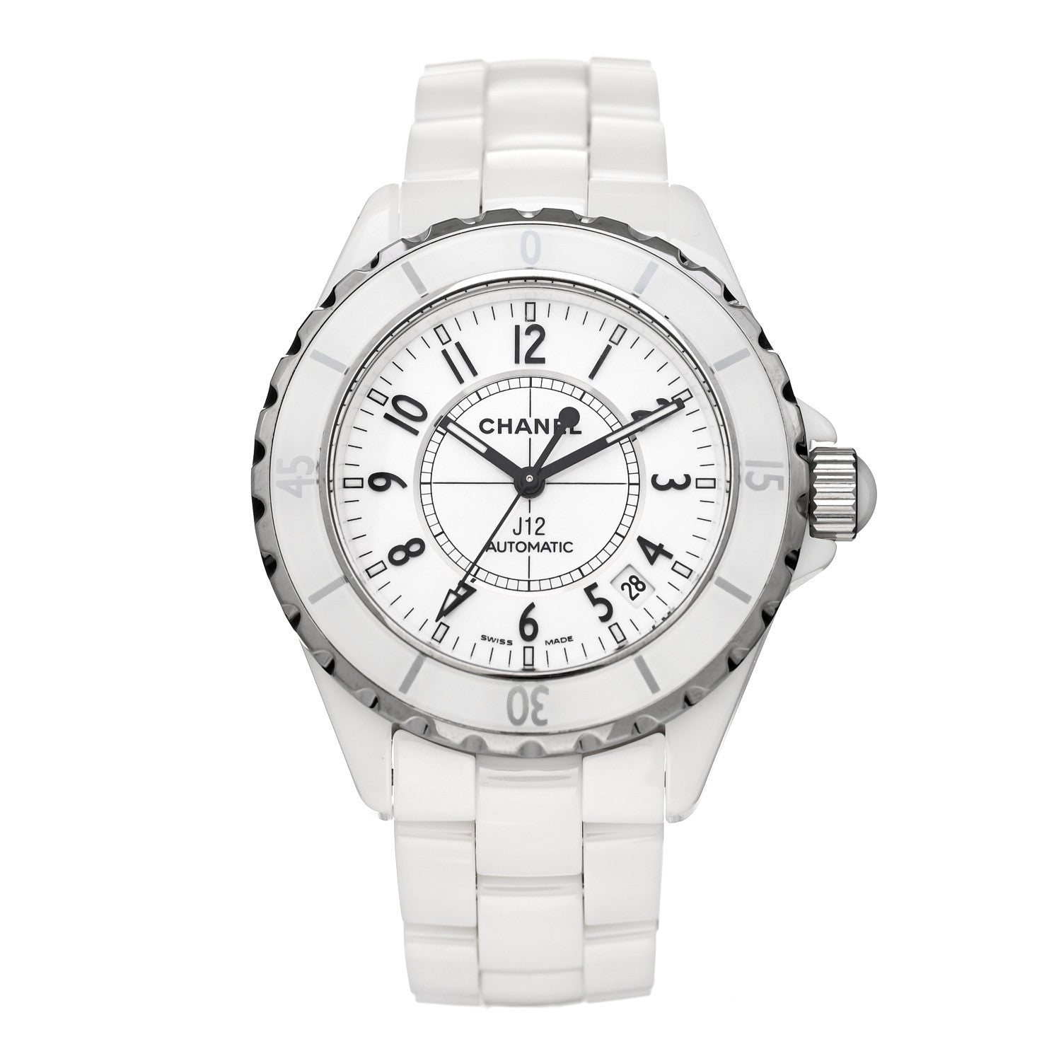 Chanel Stainless Steel Ceramic 38mm J12 Automatic Watch White 1 of 5