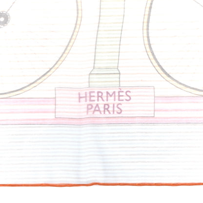 Hermes Silk Mousseline Les Becanes Scarf 70 Ciel Rose Vert Multicolor 3 of 5