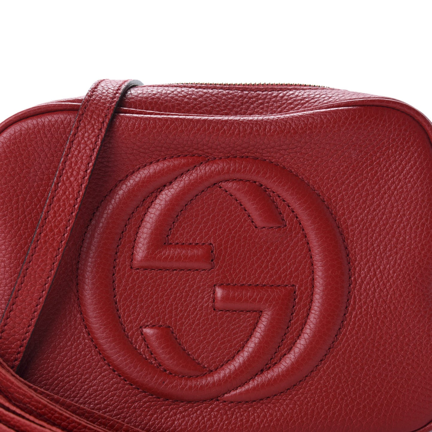 Pebbled Calfskin Small Soho Disco Bag Vibrant Red