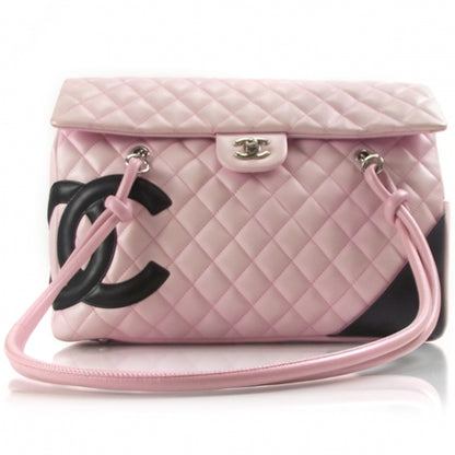 Chanel Calfskin Quilted Large Cambon Flap Pink Black 1 of 13