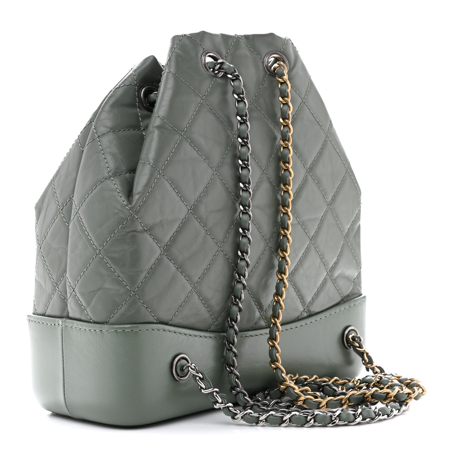 Chanel Aged Calfskin Quilted Small Gabrielle Backpack Green 3 of 12