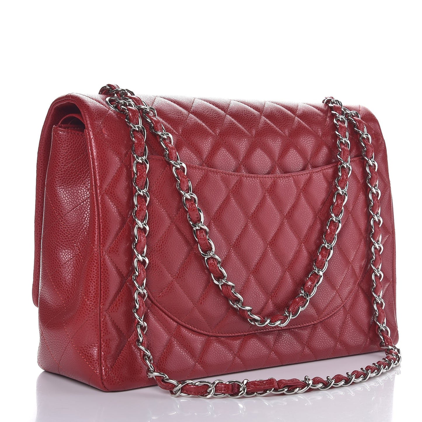 Caviar Quilted Maxi Double Flap Red