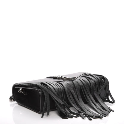 Saint Laurent Calfskin Fringe Small Monogram Satchel Black 4 of 9