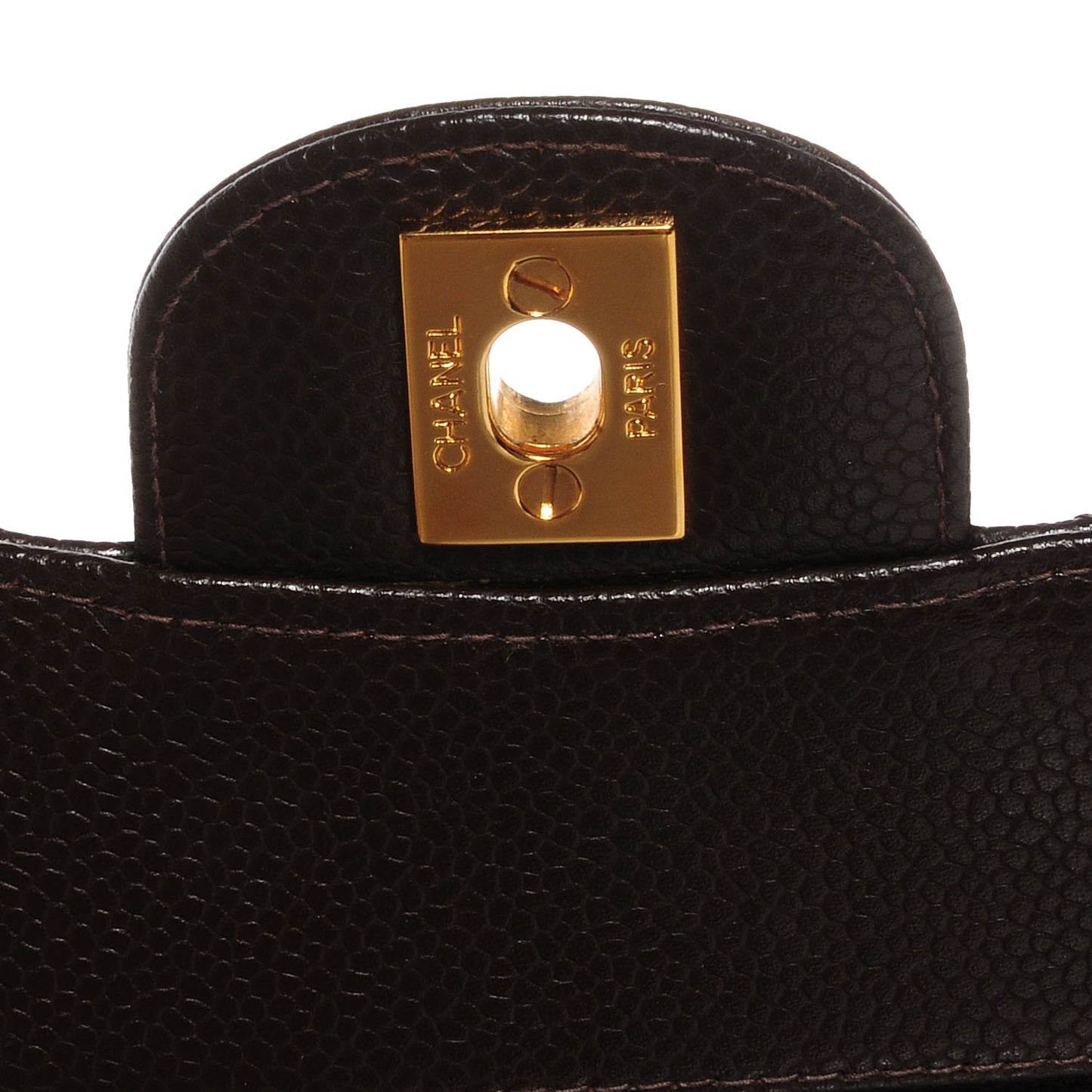 Caviar Quilted Small Double Flap Dark Brown