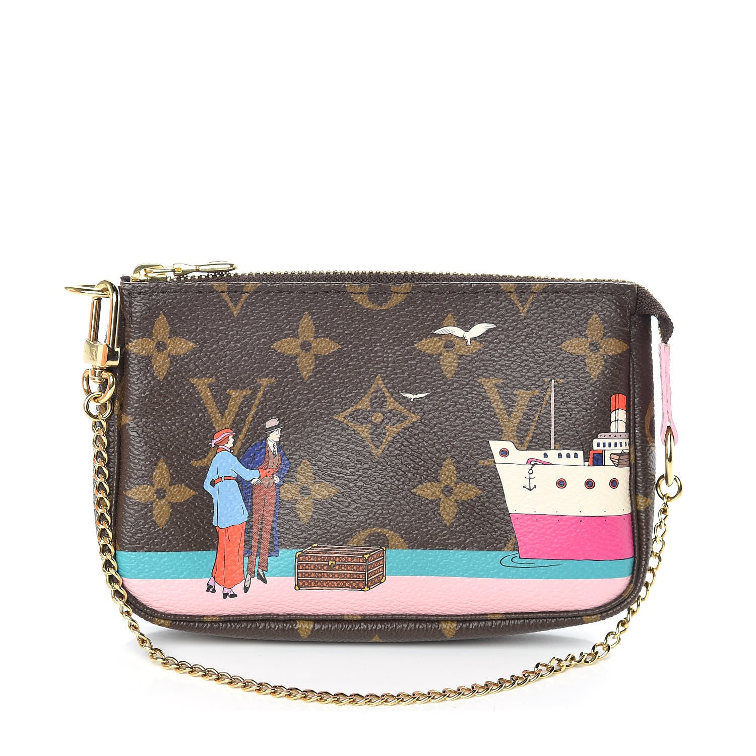 Louis Vuitton Monogram 2016 Christmas Animation Mini Pochette Accessories Rose Ballerine 1 of 7
