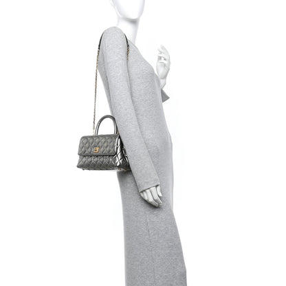 Chanel Metallic Caviar Quilted Mini Coco Handle Flap Silver 2 of 12
