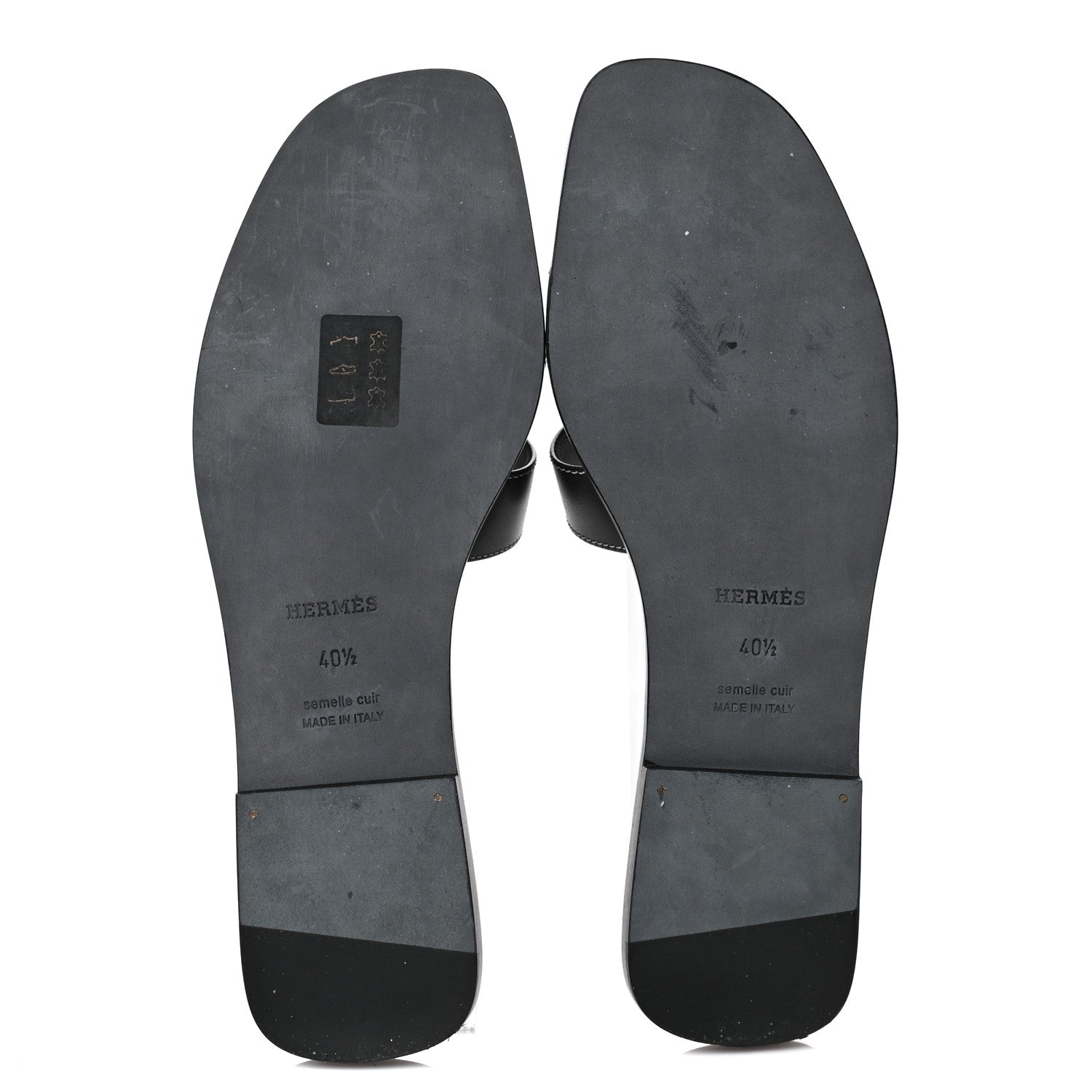 Hermes Box Calfskin Oran Sandals 40.5 Black 5 of 8