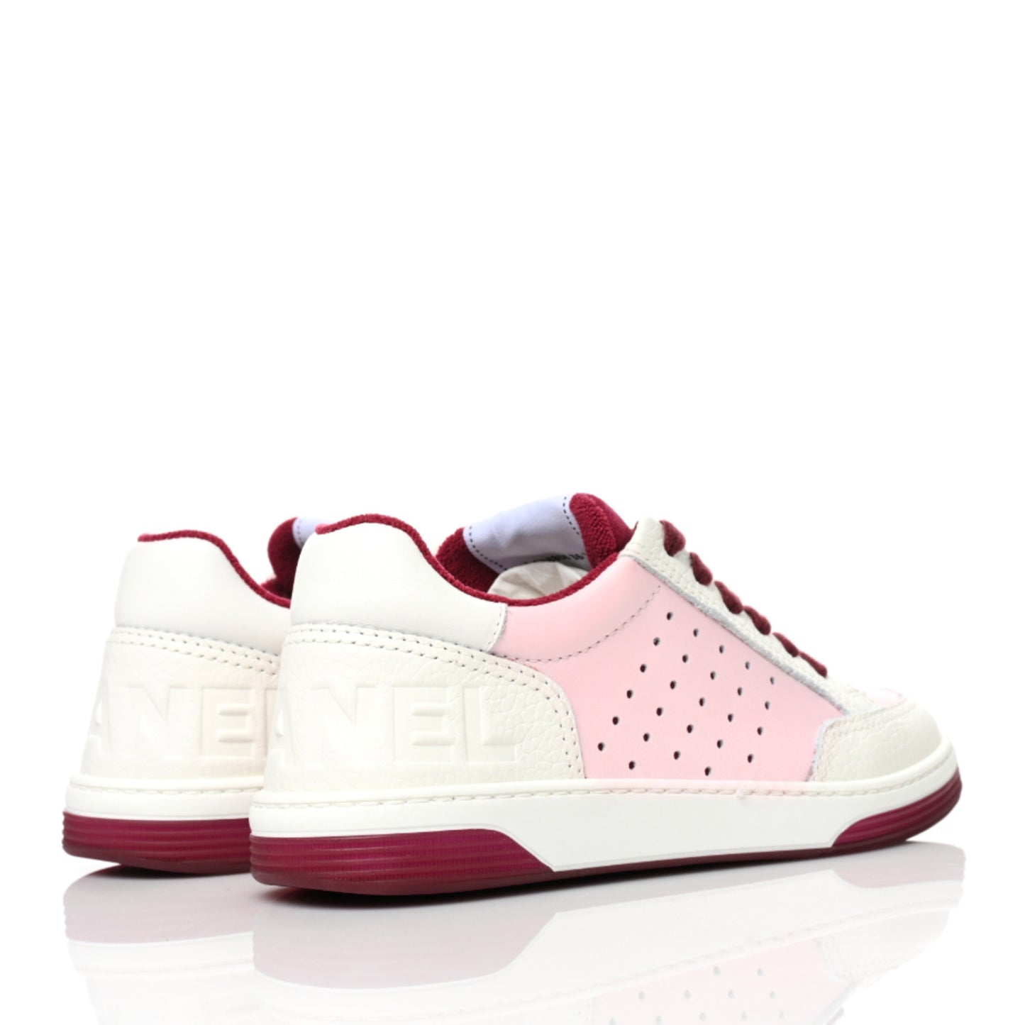 Grained Calfskin Fabric Womens Logo Sneakers 36.5 White Dark Purple