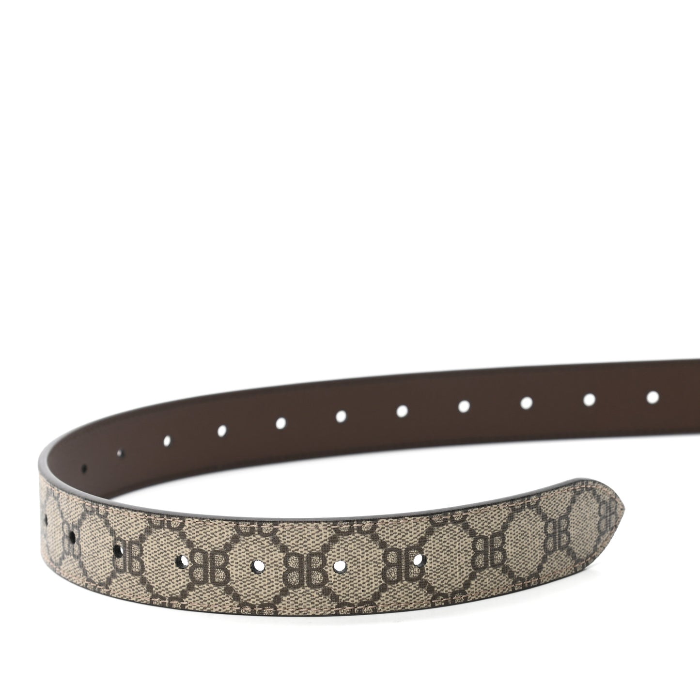 X BALENCIAGA BB Supreme Monogram Belt 80 Beige Ebony