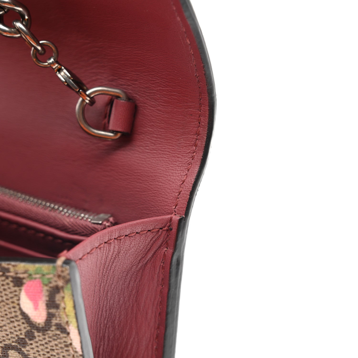 Gucci GG Supreme Monogram Blooms Chain Wallet Beige Multicolor Dry Rose 12 of 12