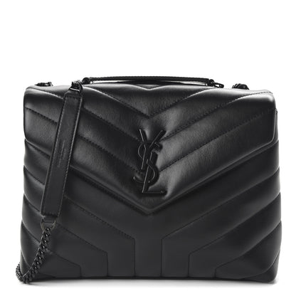 Saint Laurent Calfskin Y Quilted Monogram Small Loulou Chain Satchel Black 1 of 9
