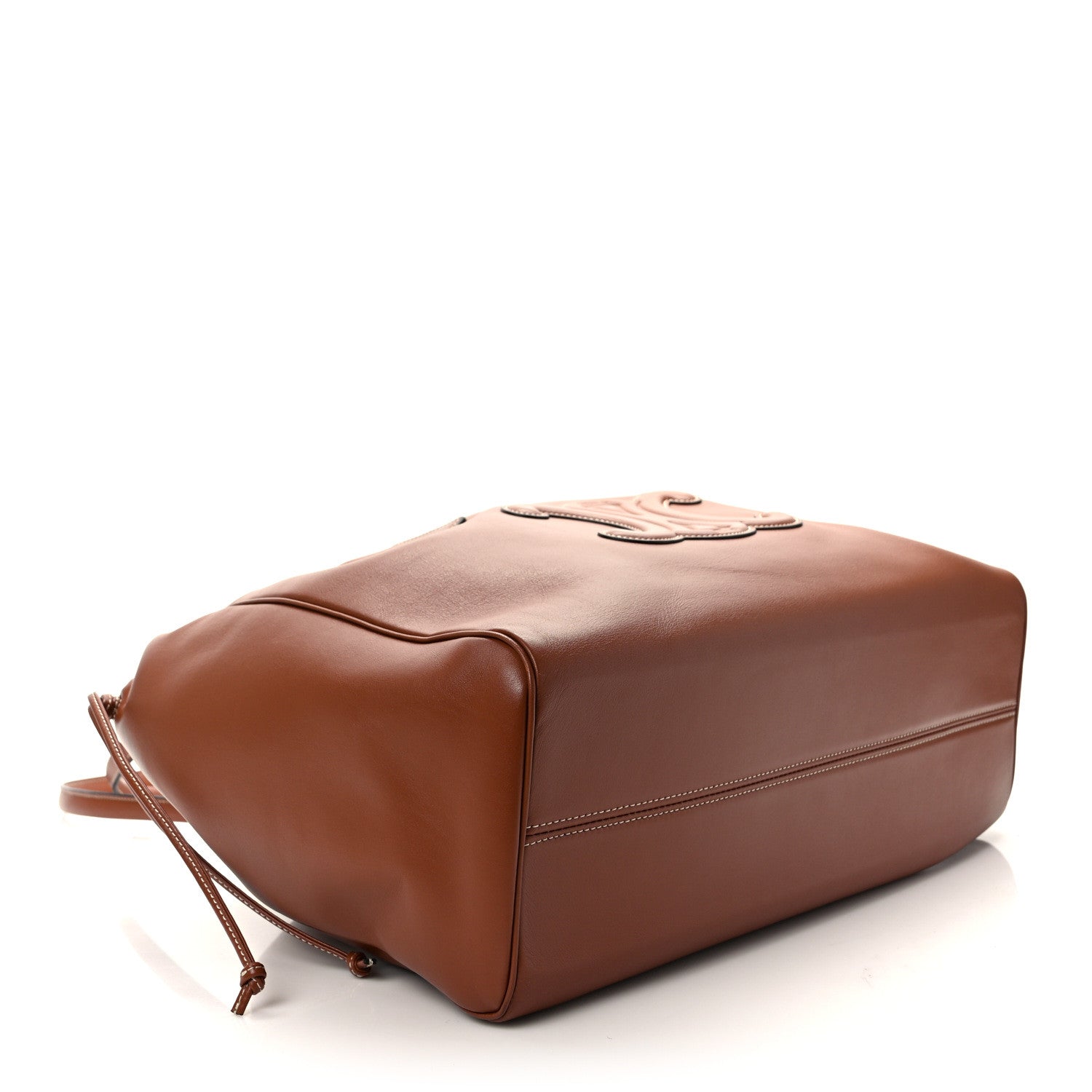Celine Smooth Calfskin Cuir Triomphe Cabas Drawstring Tan 4 of 10