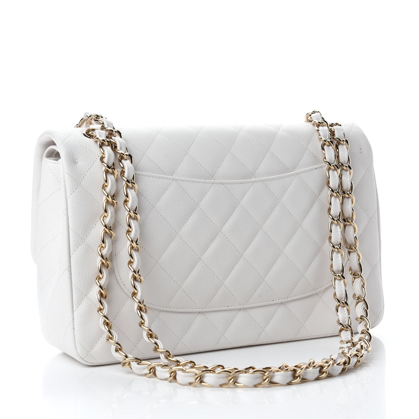 Caviar Quilted Jumbo Double Flap White