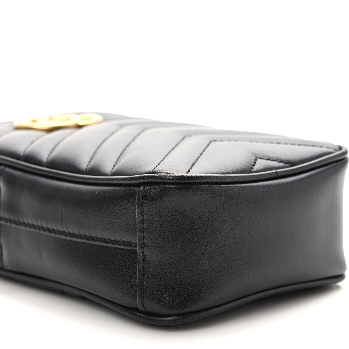 Calfskin Matelasse Mini GG Marmont Crossbody Bag Black