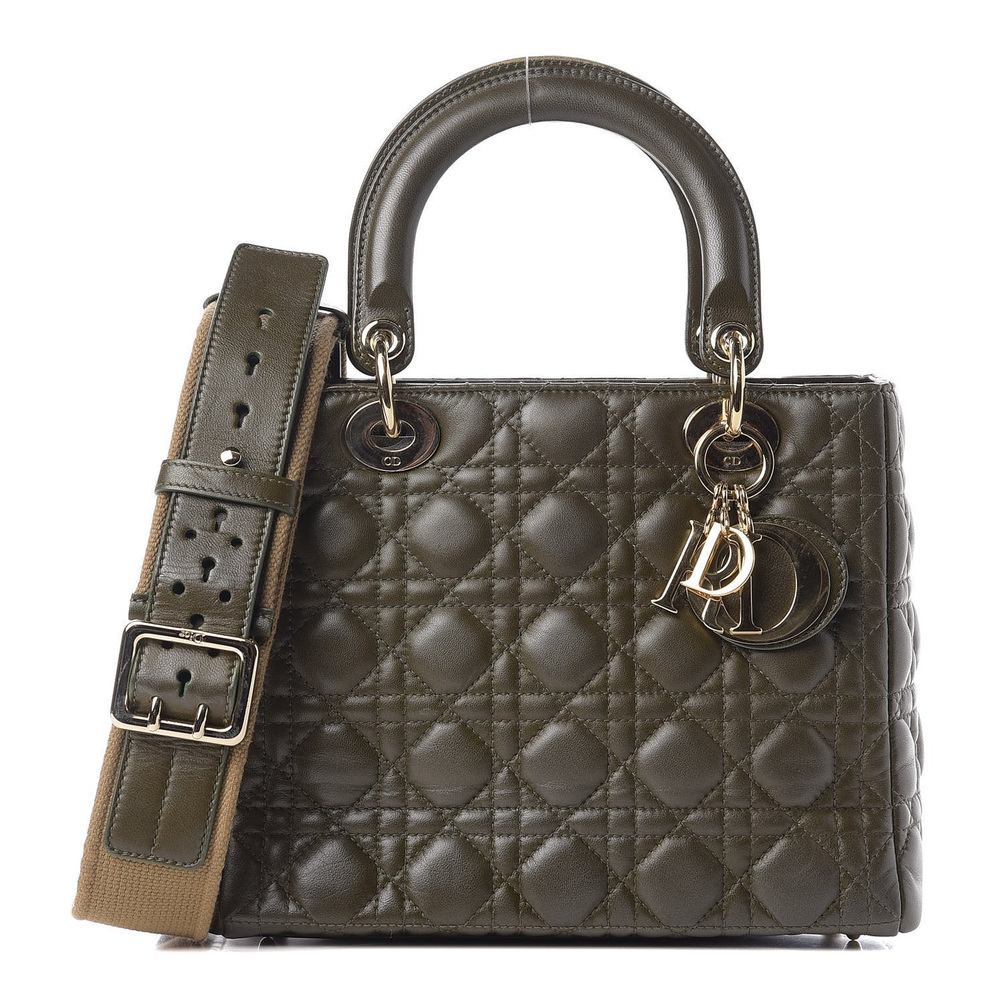 Lambskin Cannage Medium Lady Dior Olive Green