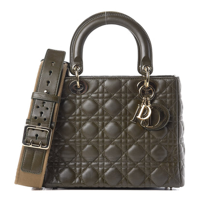 Christian Dior Lambskin Cannage Medium Lady Dior Olive Green 1 of 9