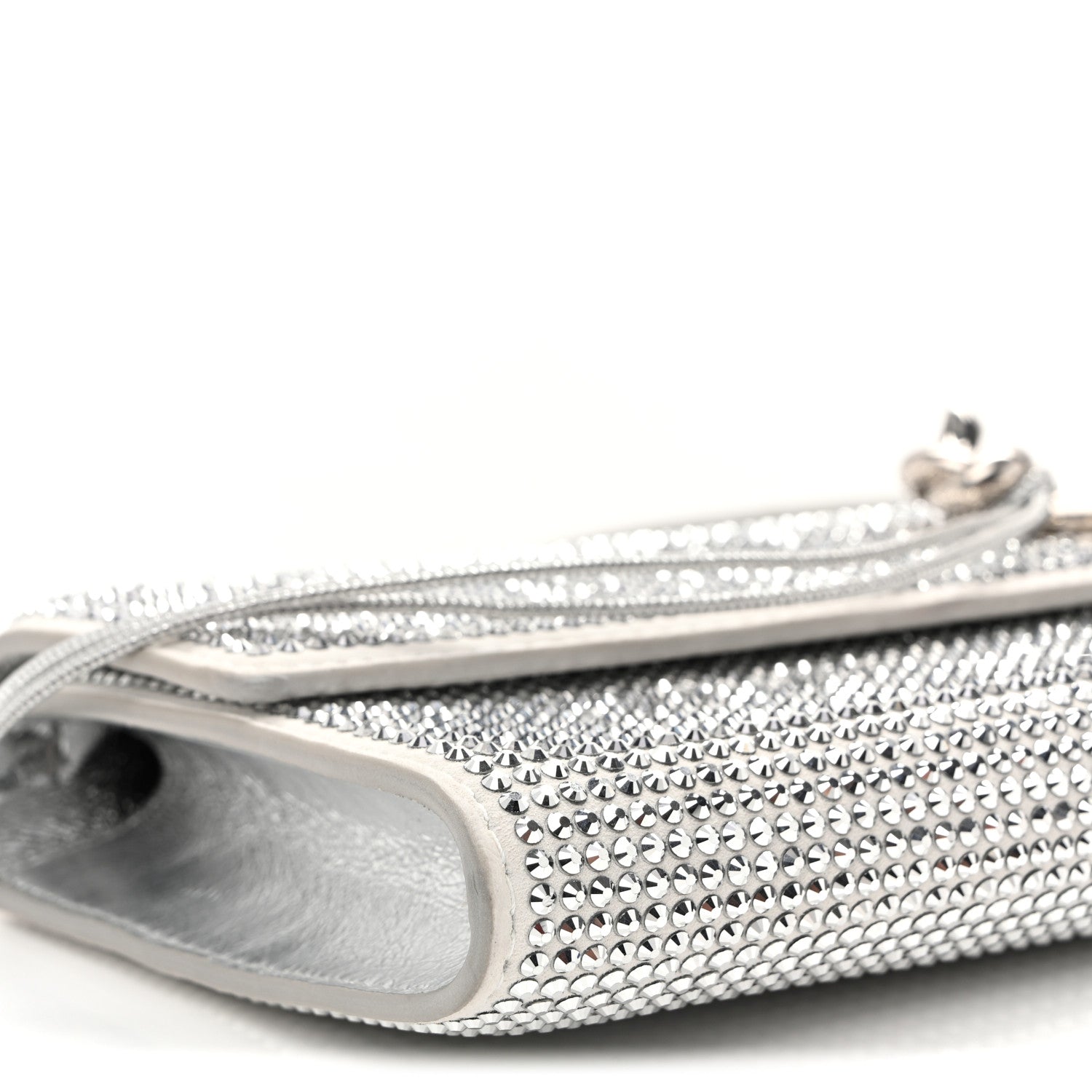 Bottega Veneta Nappa Crystal Long Andiamo Top Handle Clutch White 8 of 9