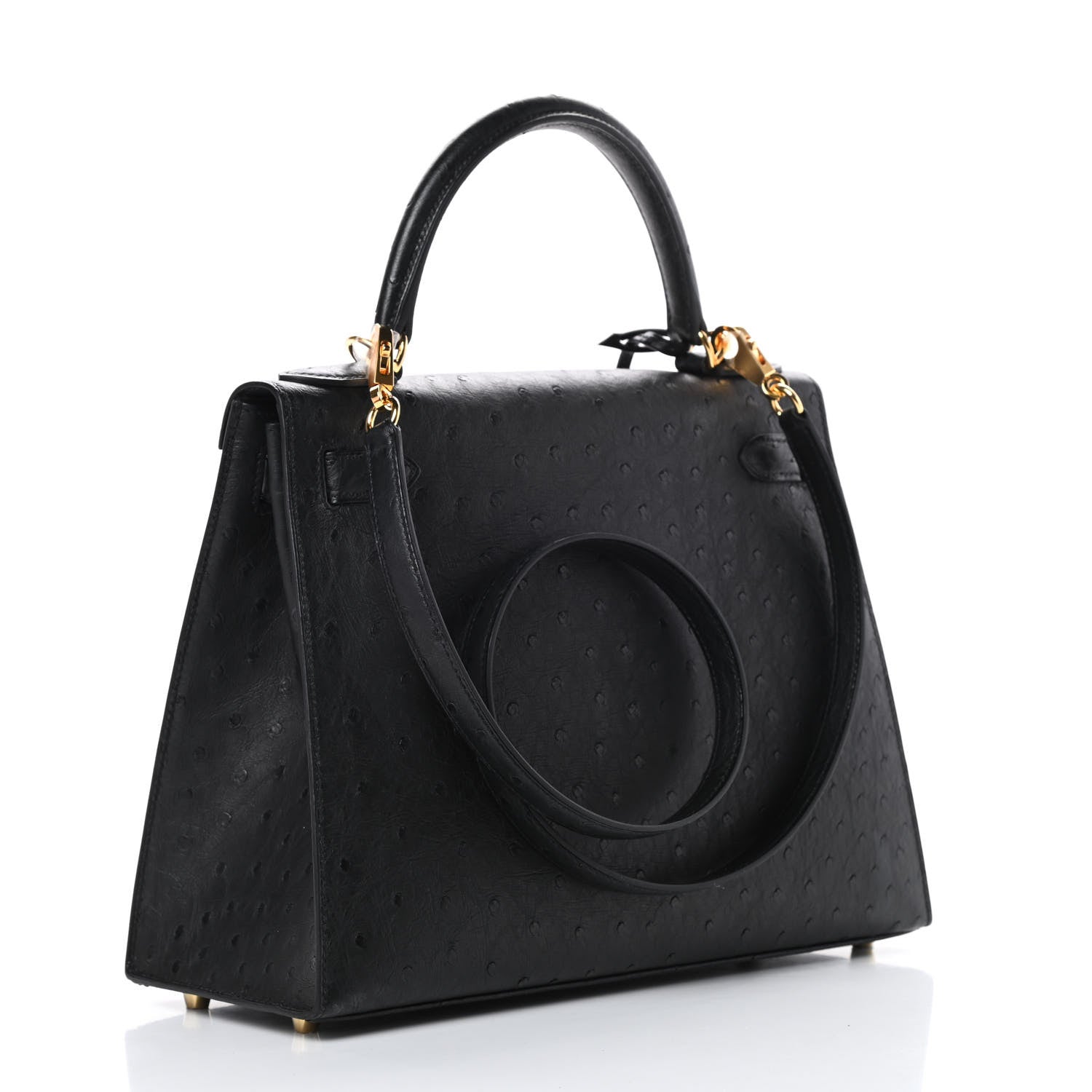 Hermes Ostrich Kelly Sellier 28 Black 3 of 13