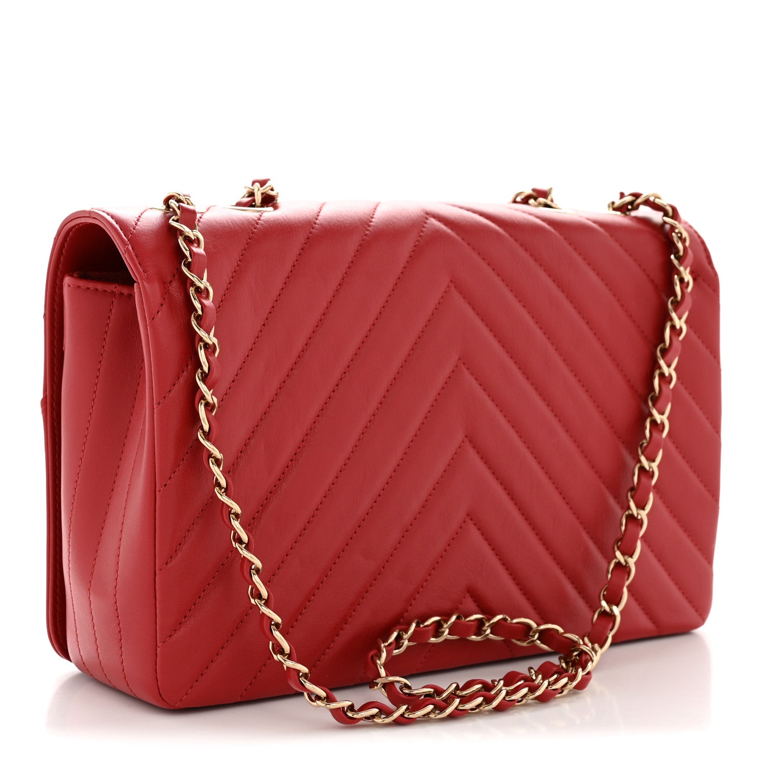 Chanel Calfskin Chevron Quilted Large Statement Flap Red 3 of 12