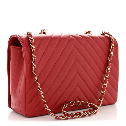 Chanel Calfskin Chevron Quilted Large Statement Flap Red 3 of 12