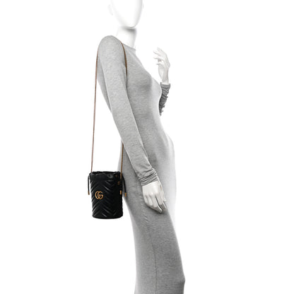 Gucci Calfskin Matelasse Mini GG Marmont 2.0 Bucket Bag Black 2 of 12