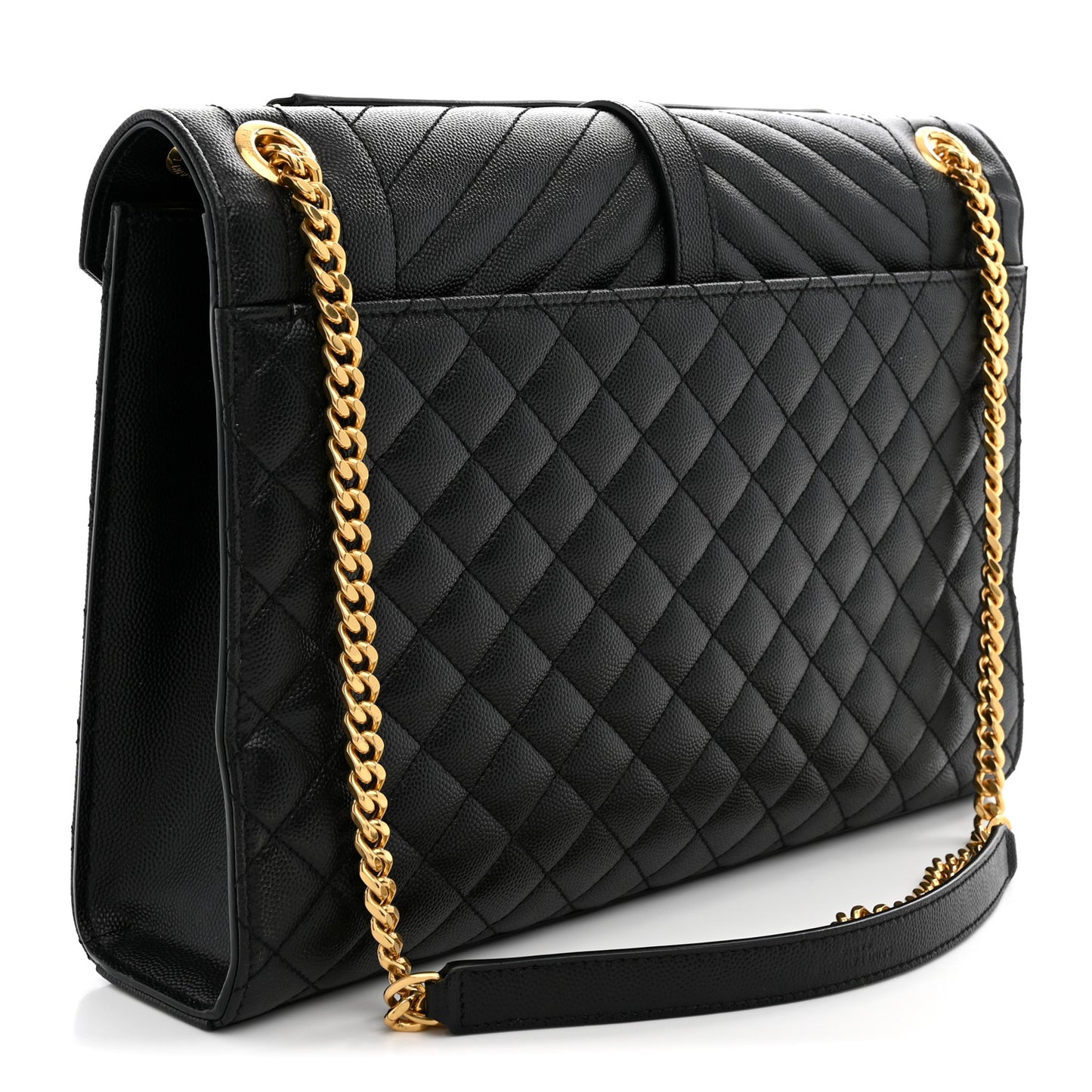 Grain De Poudre Textured Mixed Matelasse Large Triquilt Monogram Satchel Black