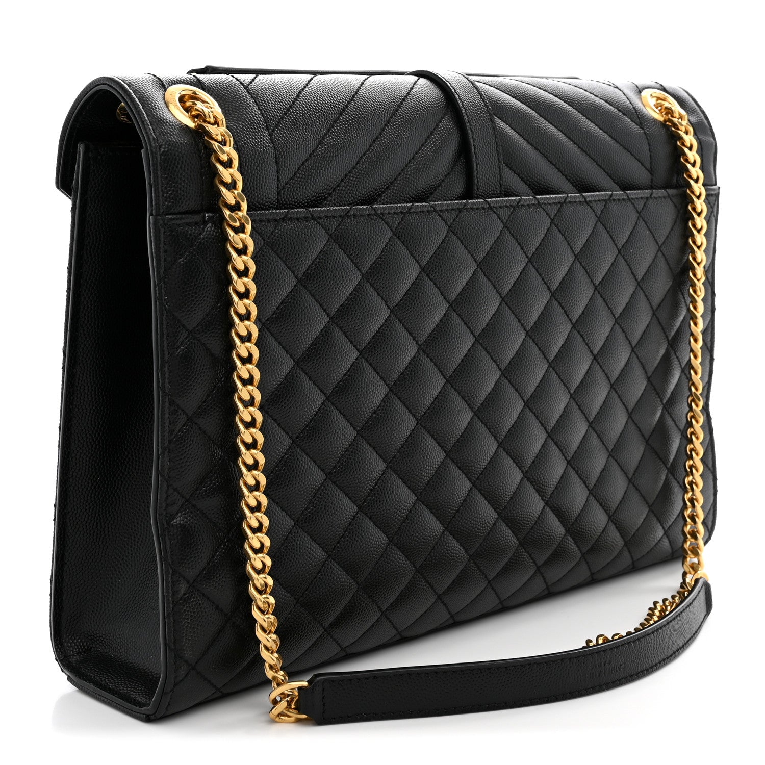 Saint Laurent Grain De Poudre Textured Mixed Matelasse Large Triquilt Monogram Satchel Black 3 of 11