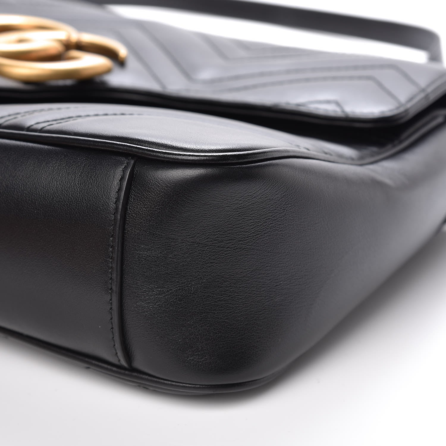 Gucci Calfskin Matelasse Medium GG Marmont Shoulder Bag Black 10 of 11