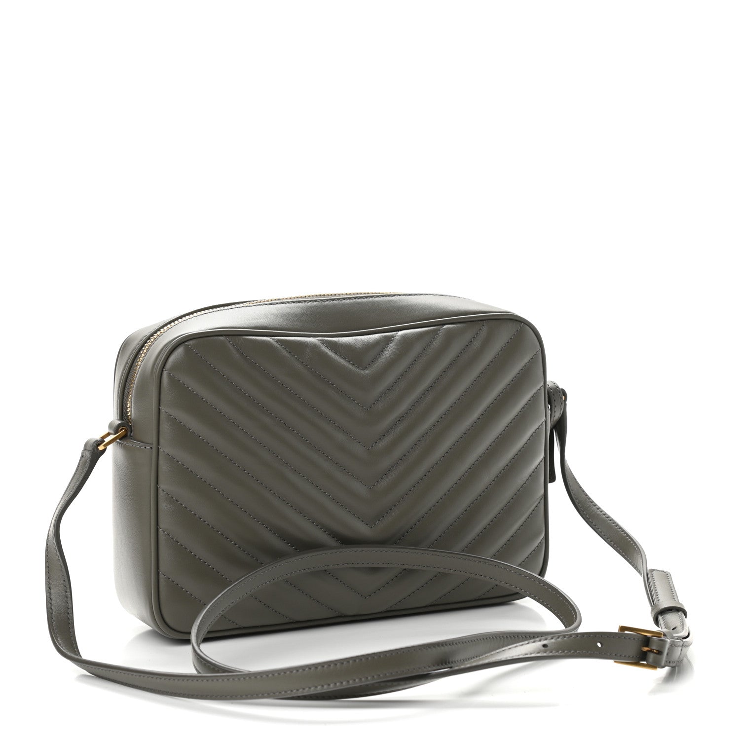Saint Laurent Calfskin Matelasse Monogram Lou Camera Bag Grey Kaki 3 of 10