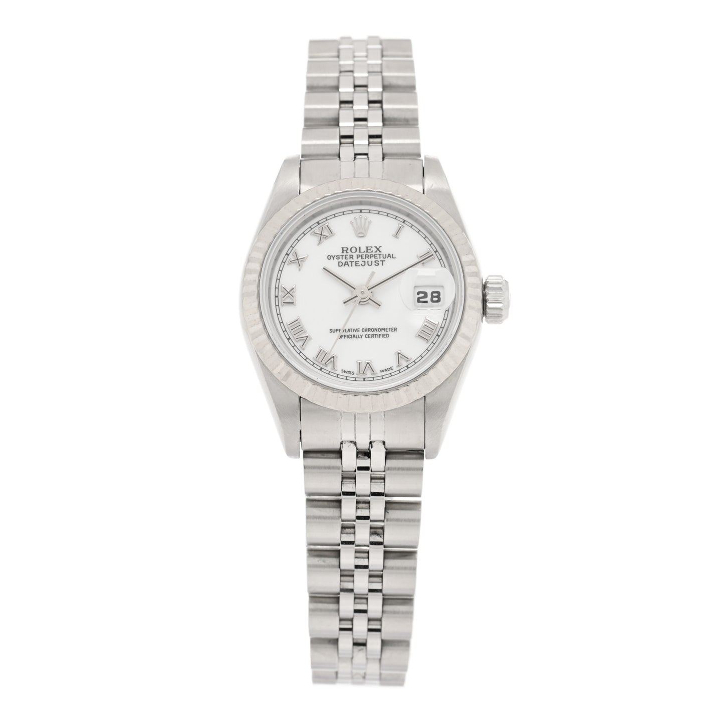 Stainless Steel 18K White Gold 26mm Oyster Perpetual Datejust Watch White Roman 69174