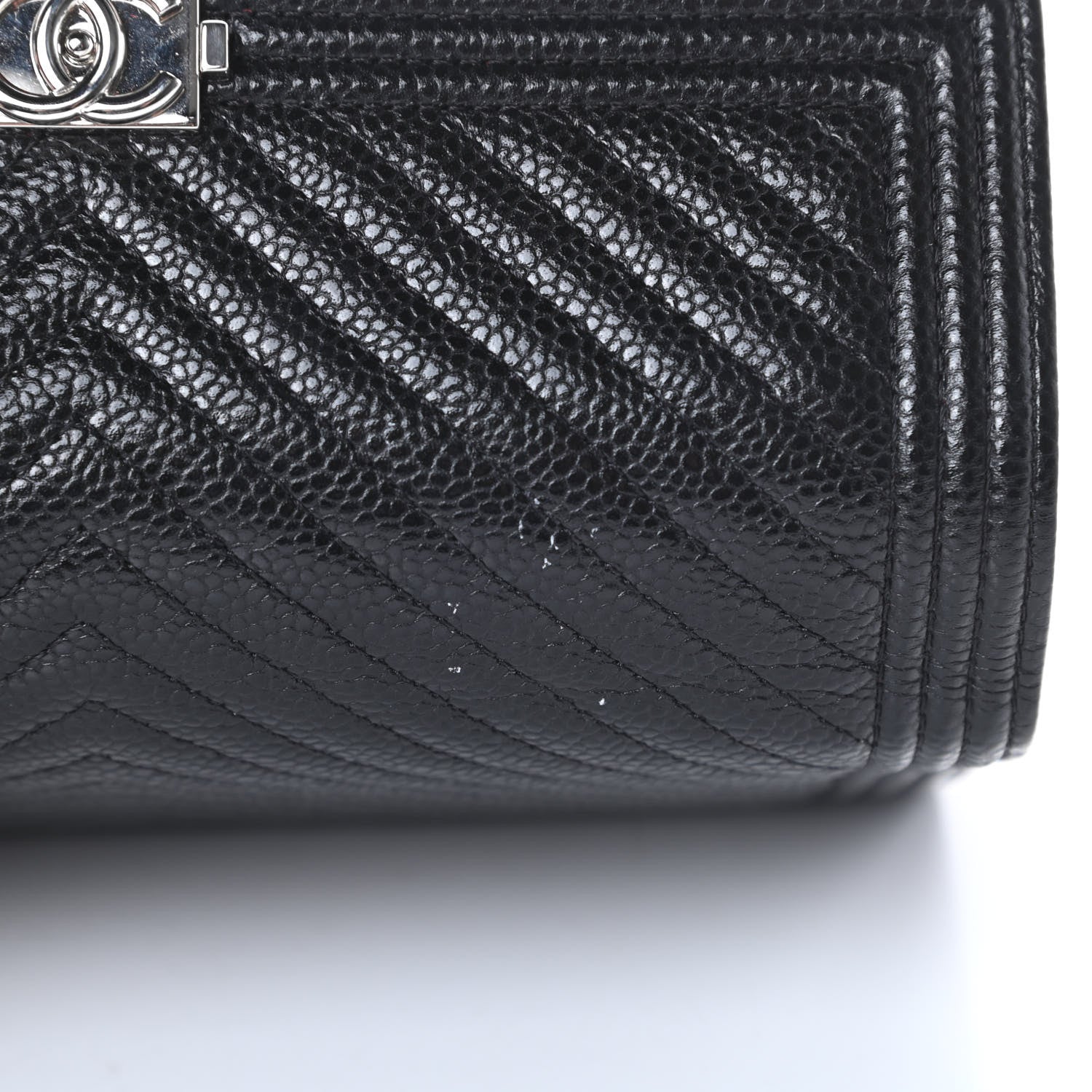 Chanel Caviar Chevron Quilted Boy Flap Wallet Black 9 of 10